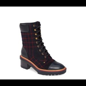 Tory Burch Miller Plaid Lug Sole Booties